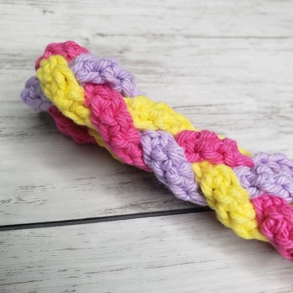 Hand Crafted Braided Headband Hair Band Crochet Spring Yellow Purple Pink Chic - Picture 9 of 9